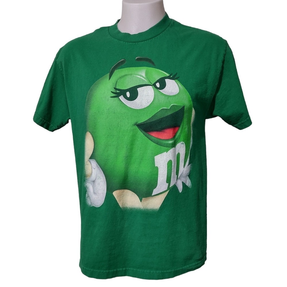M&M's T-Shirt Green Crewneck‎ Woman's Adult Size Large Mars Candy  Short Sleeve